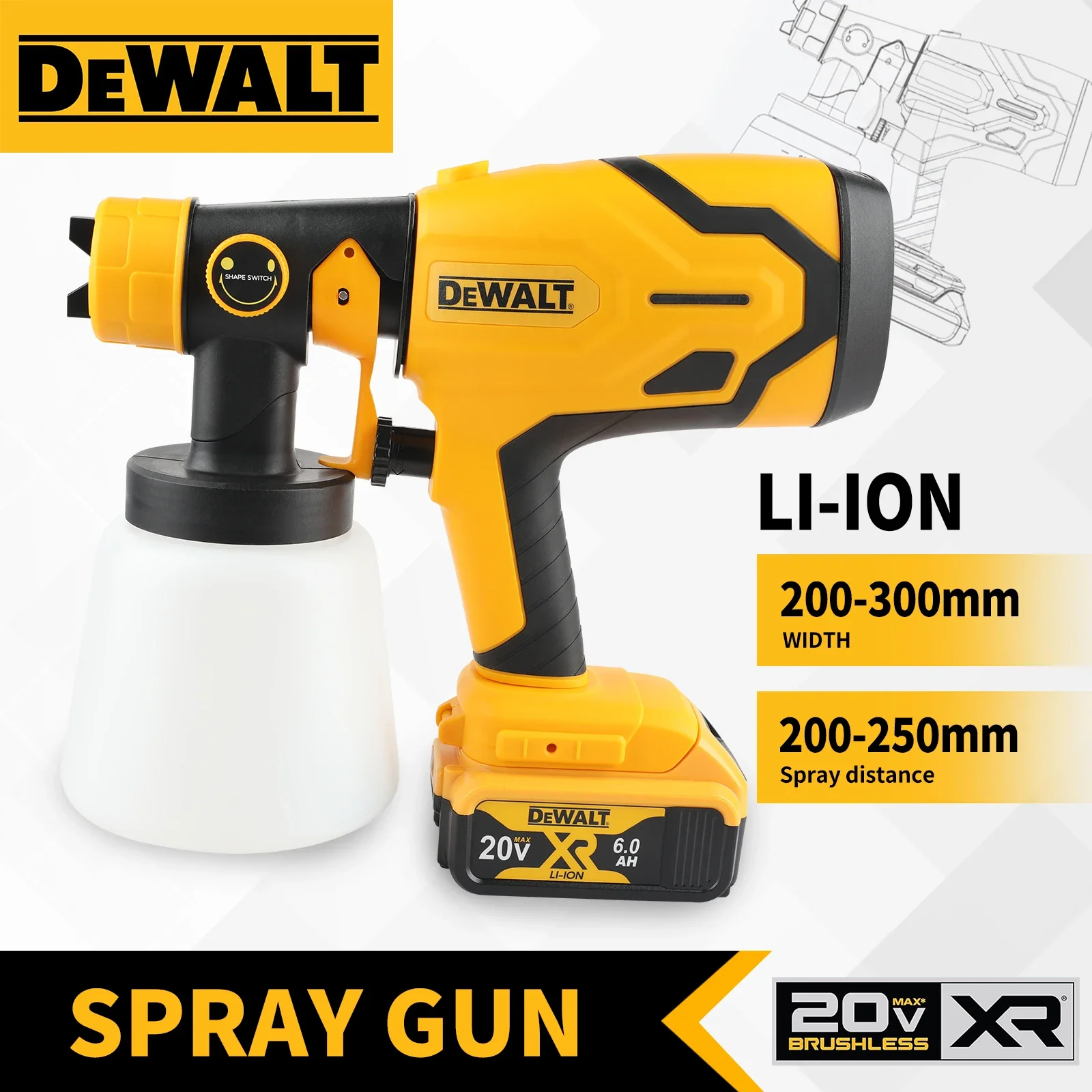 Cordless Paint Sprayer 20V - For DEWALT D227 Brushless Cordless Paint