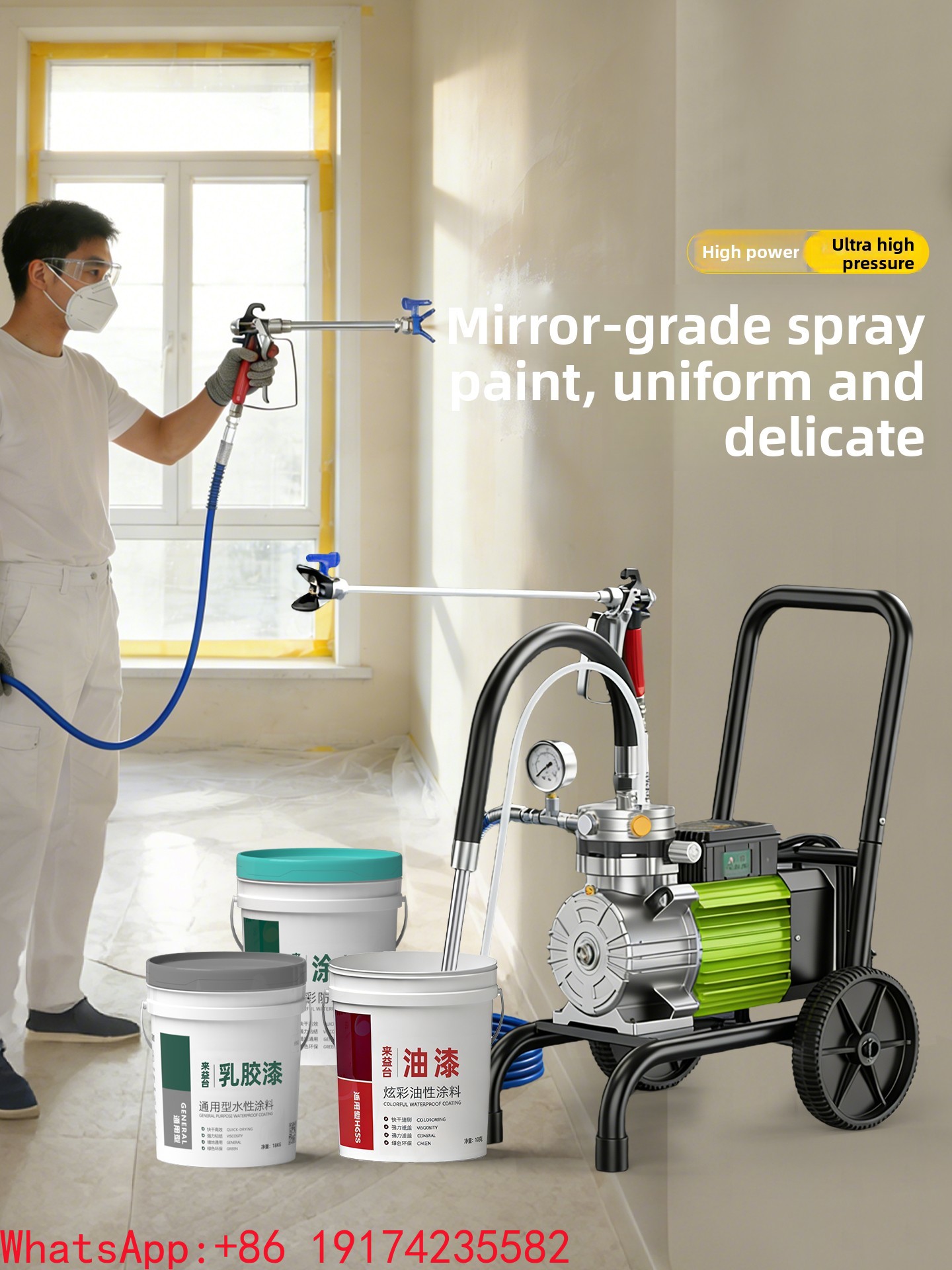 Airless Paint Sprayer 3000Psi - 5200W Diaphragm Spray Paint Machine Portable